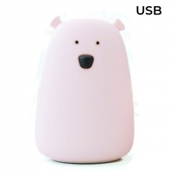 Silikonska LED svjetiljka - Medo roza USB